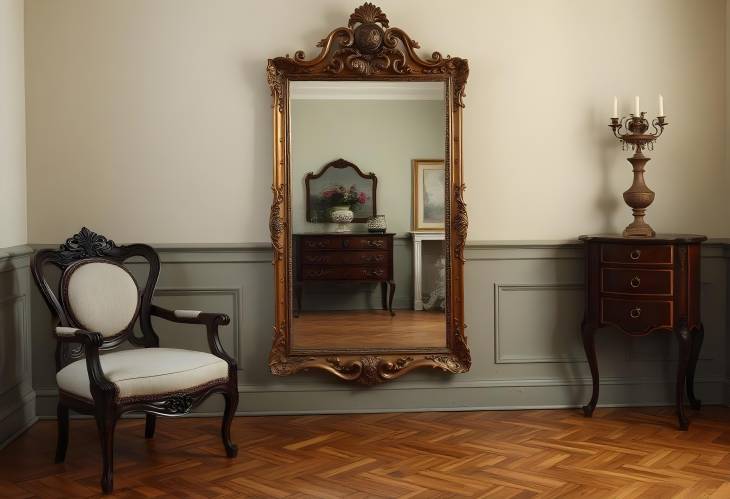 Eclectic Charm Antique Mirror and Chair in a Unique Room